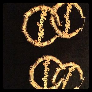 Bamboo door knocker earrings